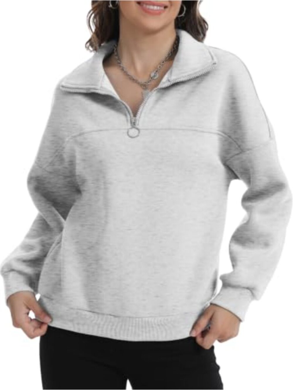 Half Zip Sweatshirt Women Long Sleeve Fleece Pullover Oversized
